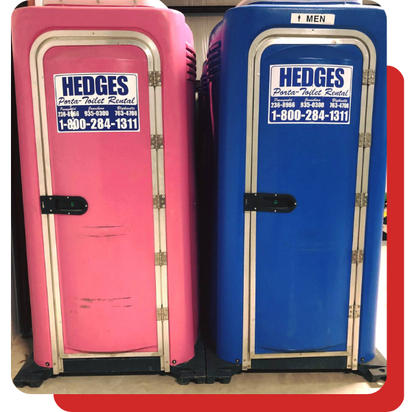 pink and blue portable toilet rentals